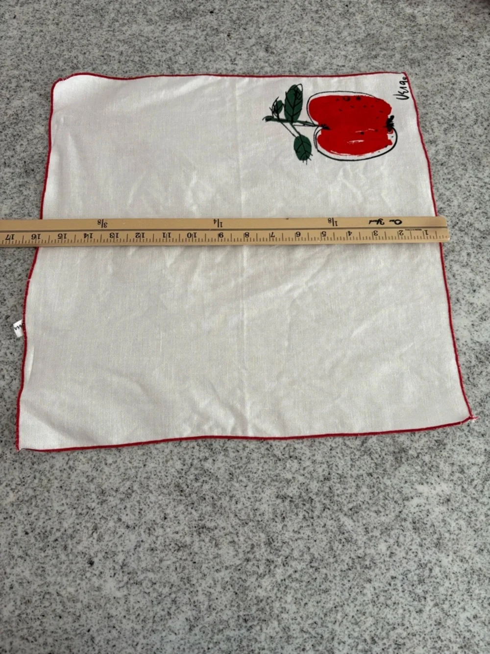 Vintage Vera napkins apple mid century modern red & white set of 5